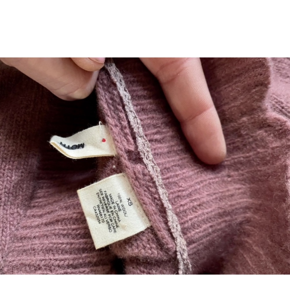 NEW ANTHROPOLOGIE MOTH BRAND STRETCH 💯% WOOL SCALLOPED SHRUG CROP SWEATER XS - Picture 5 of 8